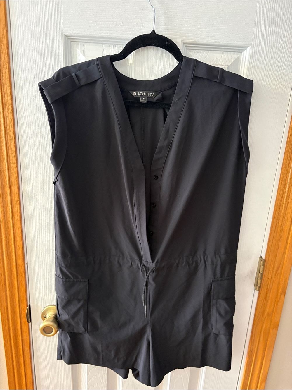 Athleta Black Sleeveless Utility Romper